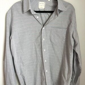 Billy Reid Men's Gray Striped Button Up Shirt